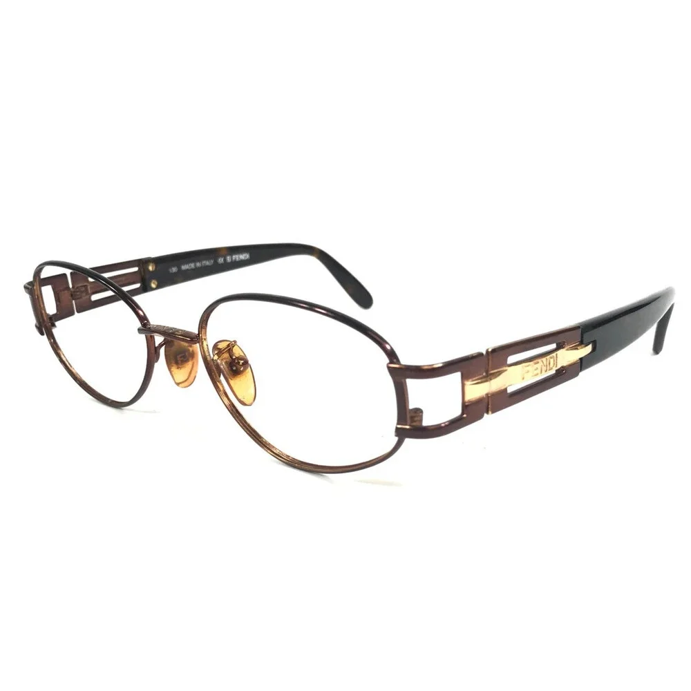 Vintage Fendi Eyeglasses Frames FS209 Cafe Brown Tortoise Gold Oval 54-19-130